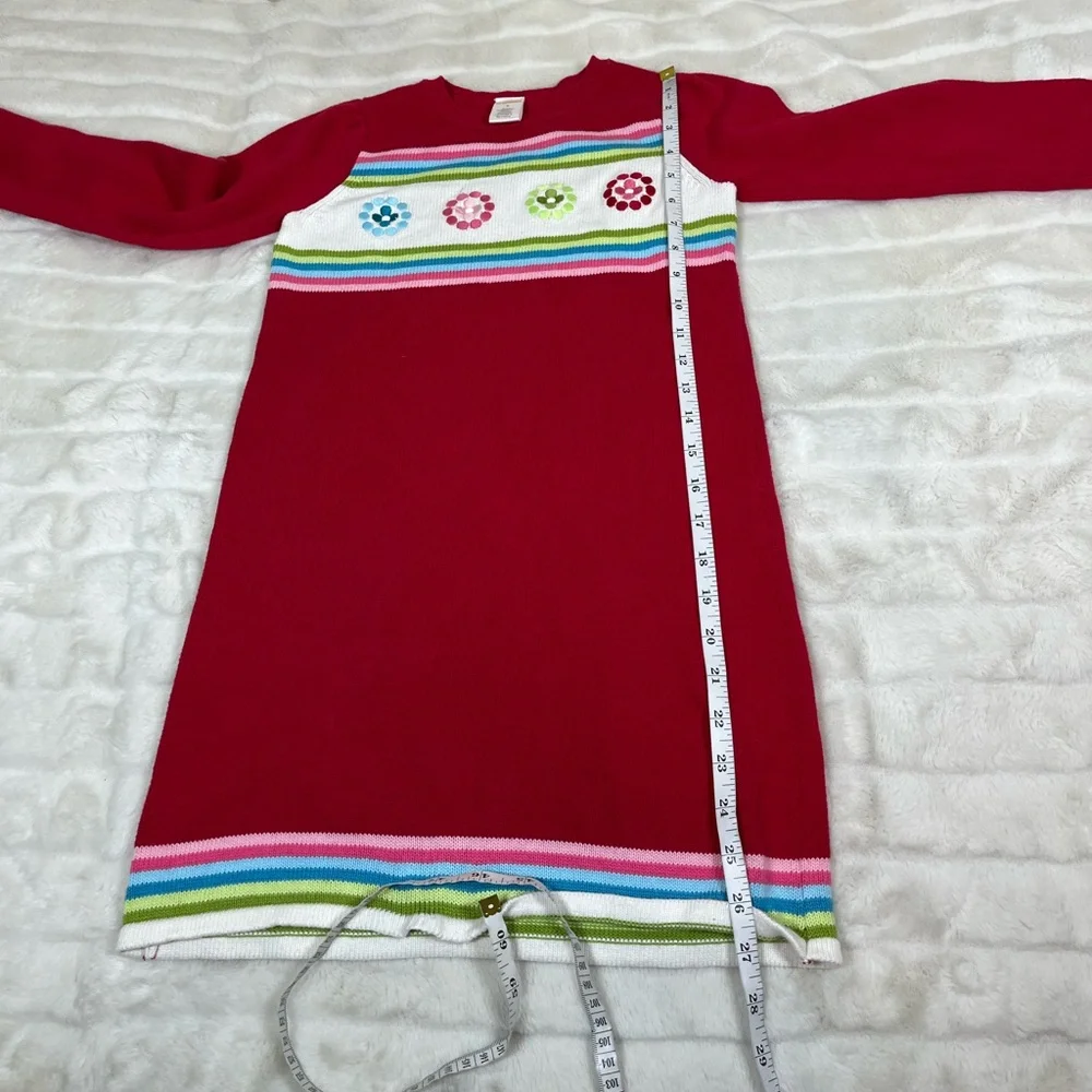 Gymboree Fall Winter Girls 8 Red Floral Sweater Dress School Casual Preppy City